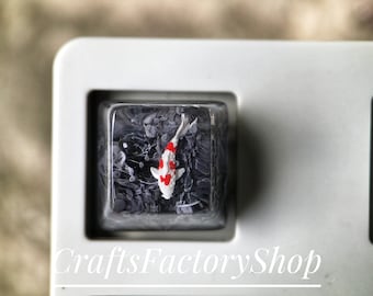 Black keycaps koi fish, artisan keycap, custom keycap SA Profile & OEM profile For Cherry MX Mechanical Keyboard, Christmas Gifts