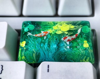 Koi Resin Keycap: Custom Green Cherry MX Keyboard Key