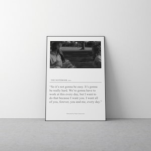 The Notebook Film Print, Movie Quote Poster