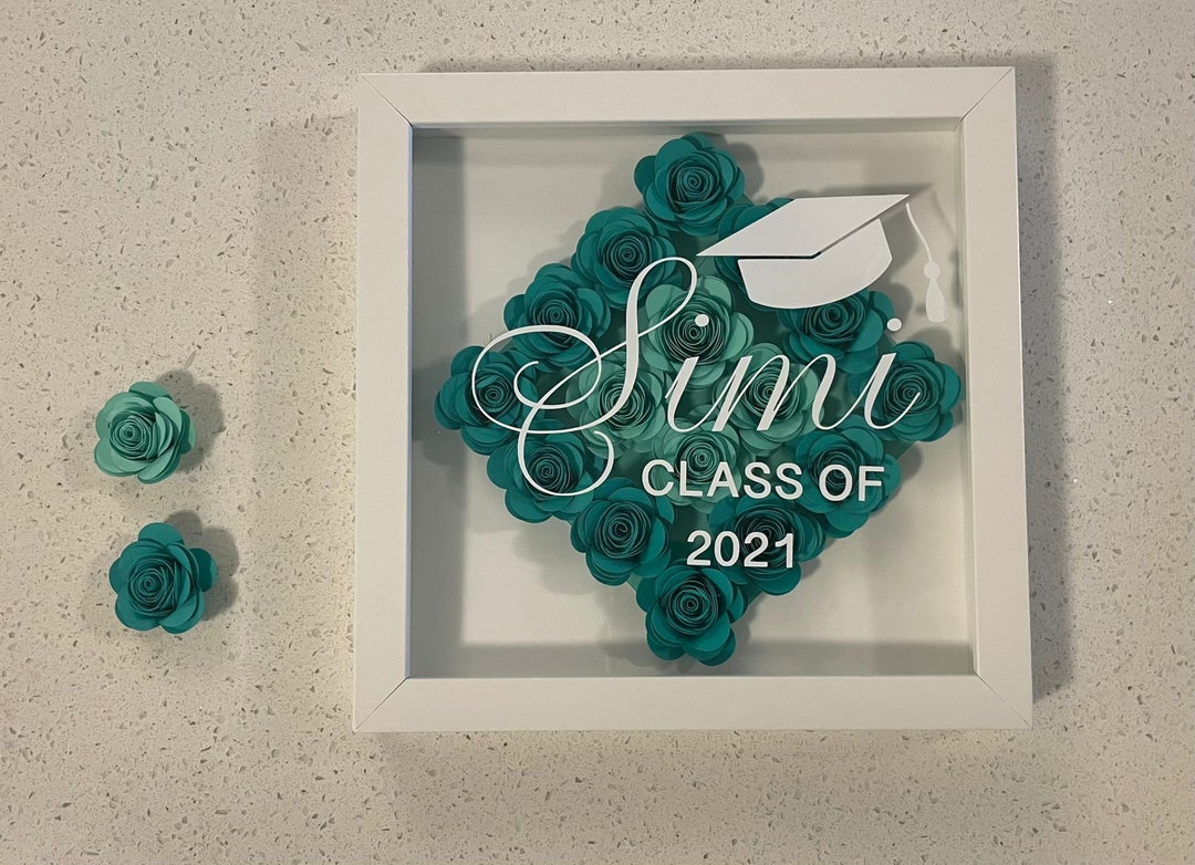 Graduation Flower Box Graduation Flower Shadowbox Rose Box Grad Present Personalized Gift Etsy