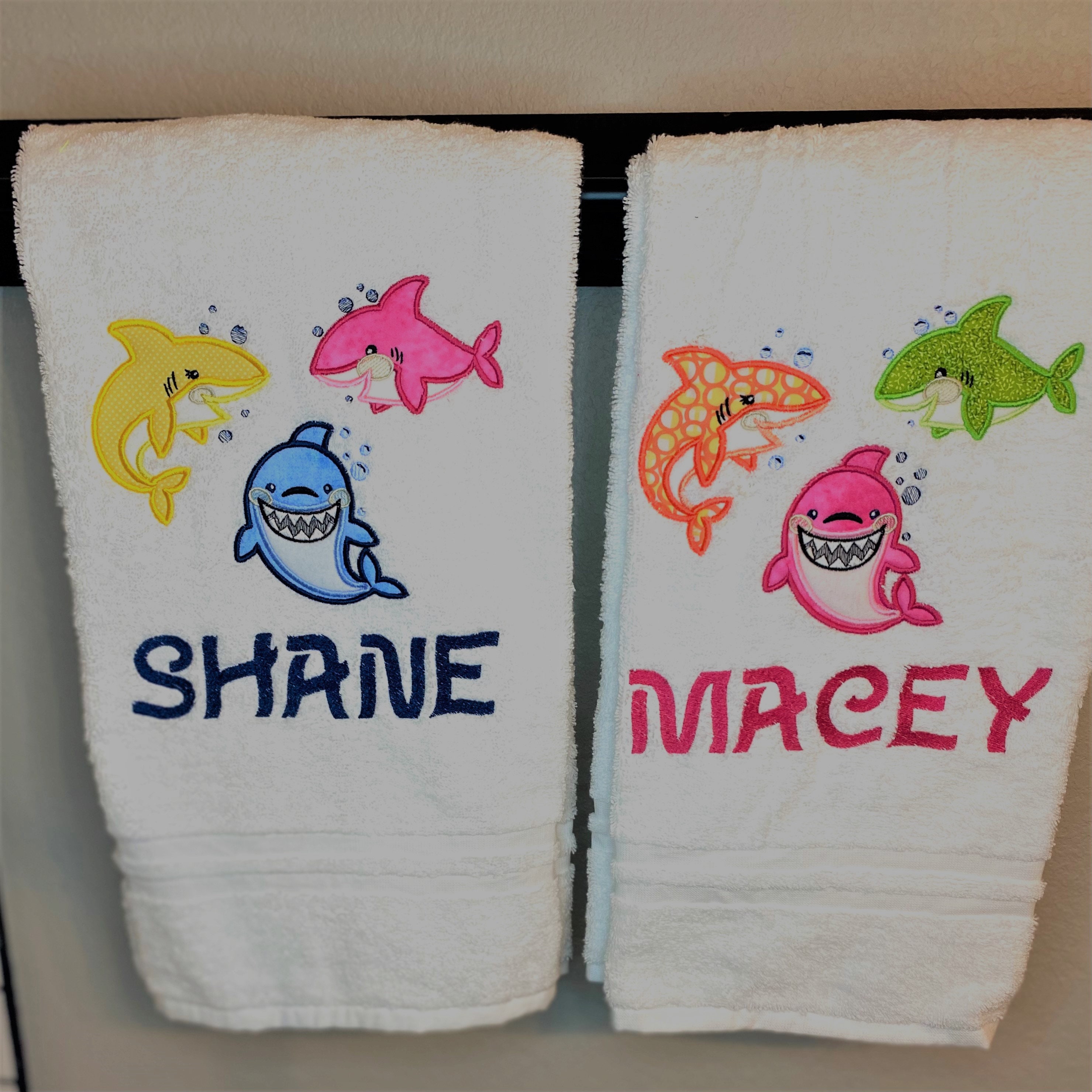 Baby Sharks Towels, Kids Bathroom Decor, Kids Bathroom Set