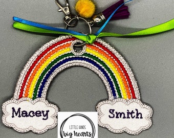 Rainbow shaped Bag Tag | Back to School Supplies | Kids Lunch box  | Diaper Bag Tag | Girl Bag Tag | Backpack Name Tag | CUSTOMIZABLE