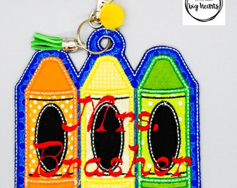 Crayon Bag Tag | Back to School Supplies | Teacher Gift | Bag Name Tag | Luggage Tag | Teach Appreciation Gift | CUSTOMIZABLE