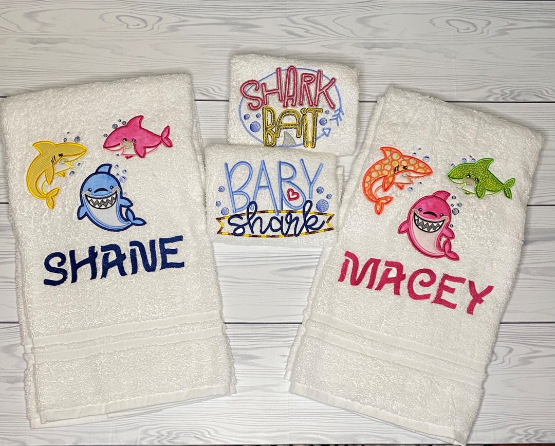 Baby Sharks Towels, Kids Bathroom Decor, Kids Bathroom Set