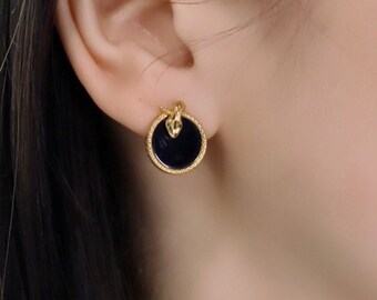 Snake earring, black onyx earring, Sophisticated earrings