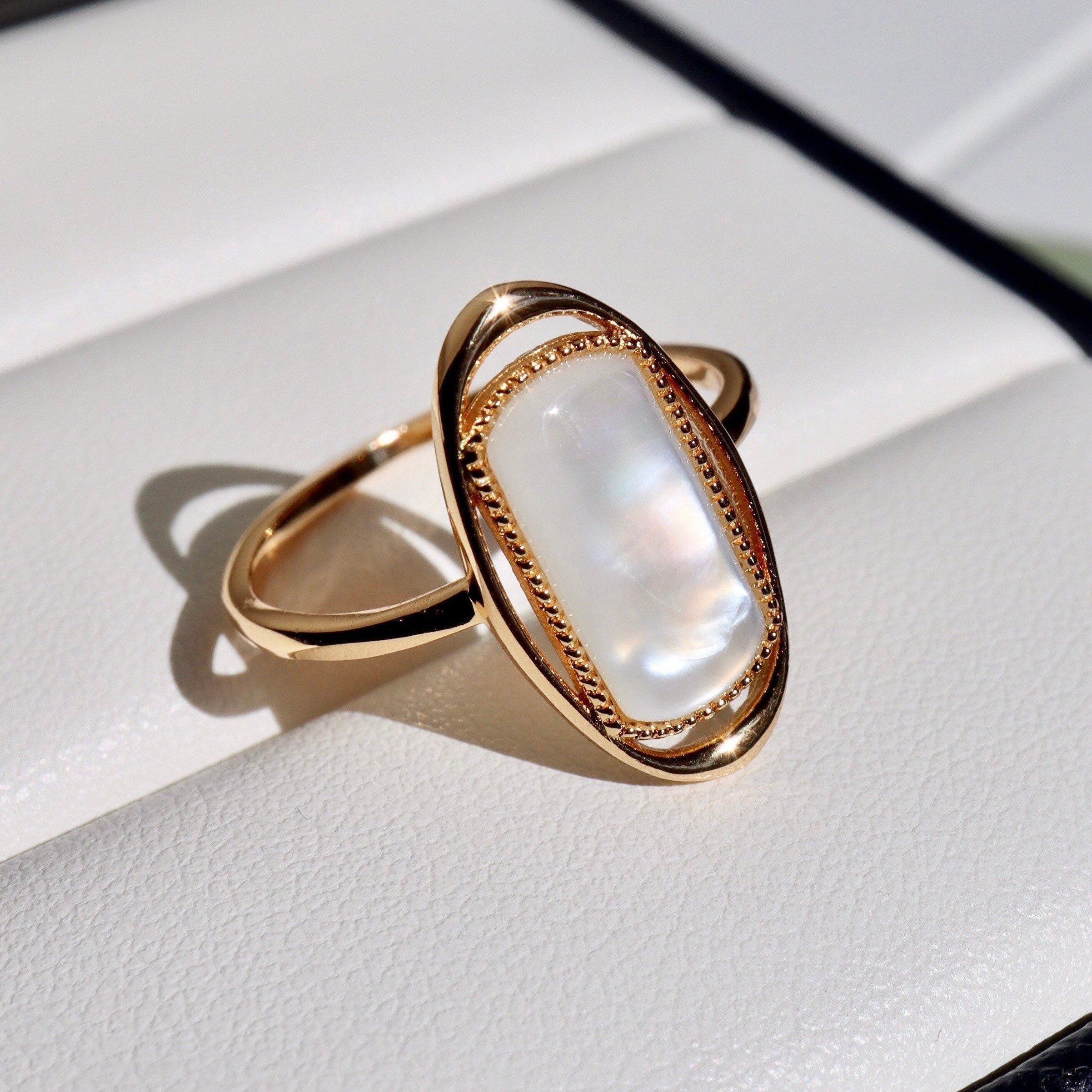 Pearl eternity ring Sweet 16 gift Natural White Shell mother of pearl ring fresh water pearl ring