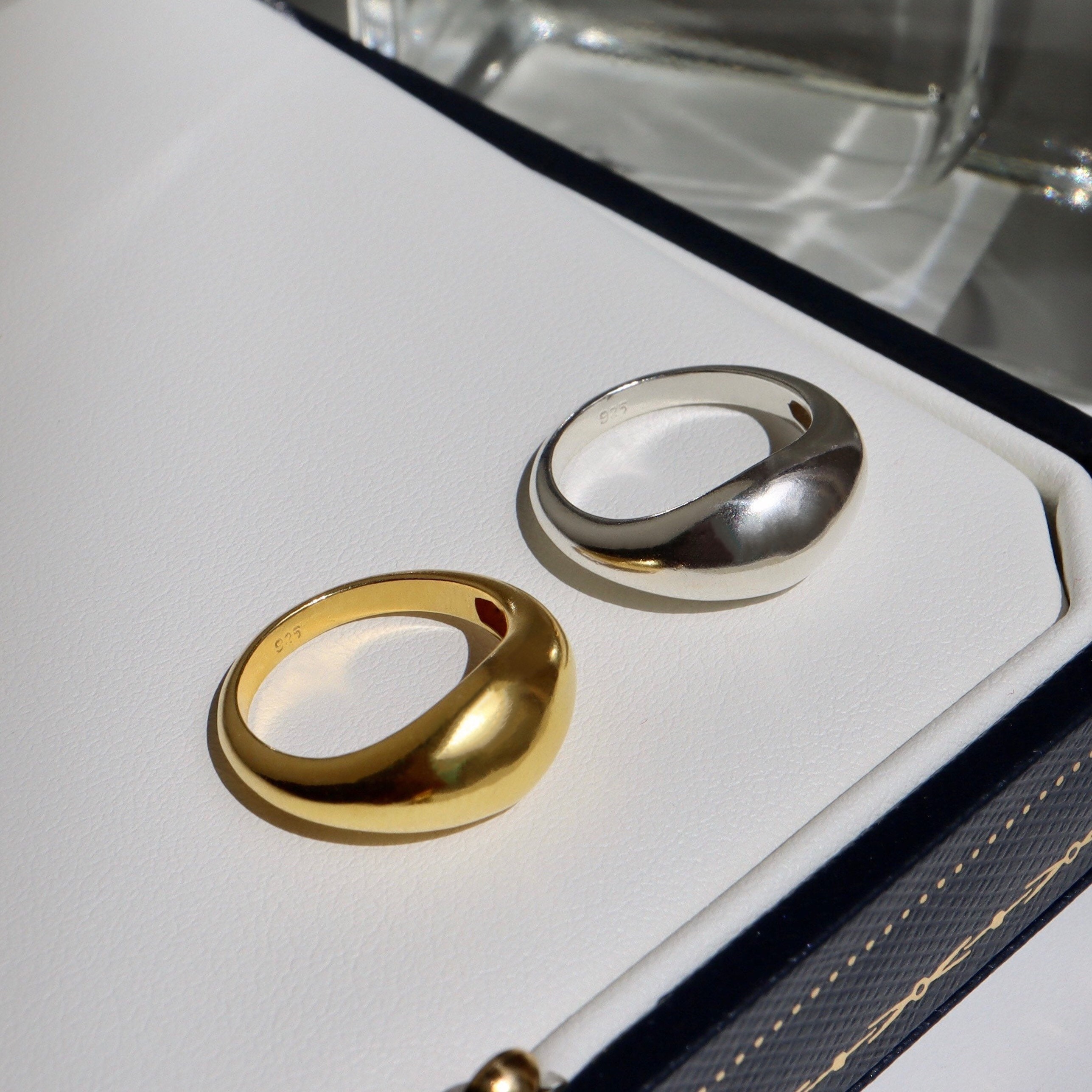 Gold Vermeil Dome Ring: Sterling Silver Signet Pinky Ring - Etsy