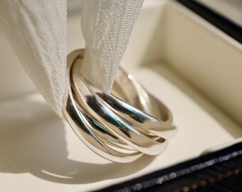 Rullande ring i sterlingsilver med sammanlänkning - Flerfärgad