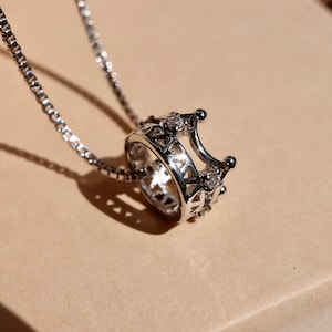 Crown necklace, sweet 16 gift,  dainty silver pendnt necklace