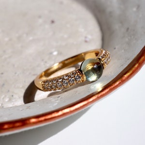 Green Amethyst Ring: 14k Gold Vermeil Sterling Silver, US 8