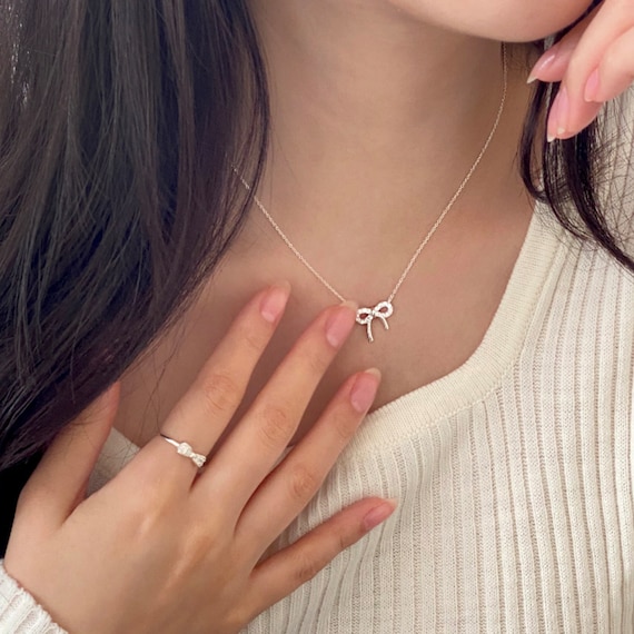 Bow Necklace, Ribbon Necklace With Pendant - Etsy