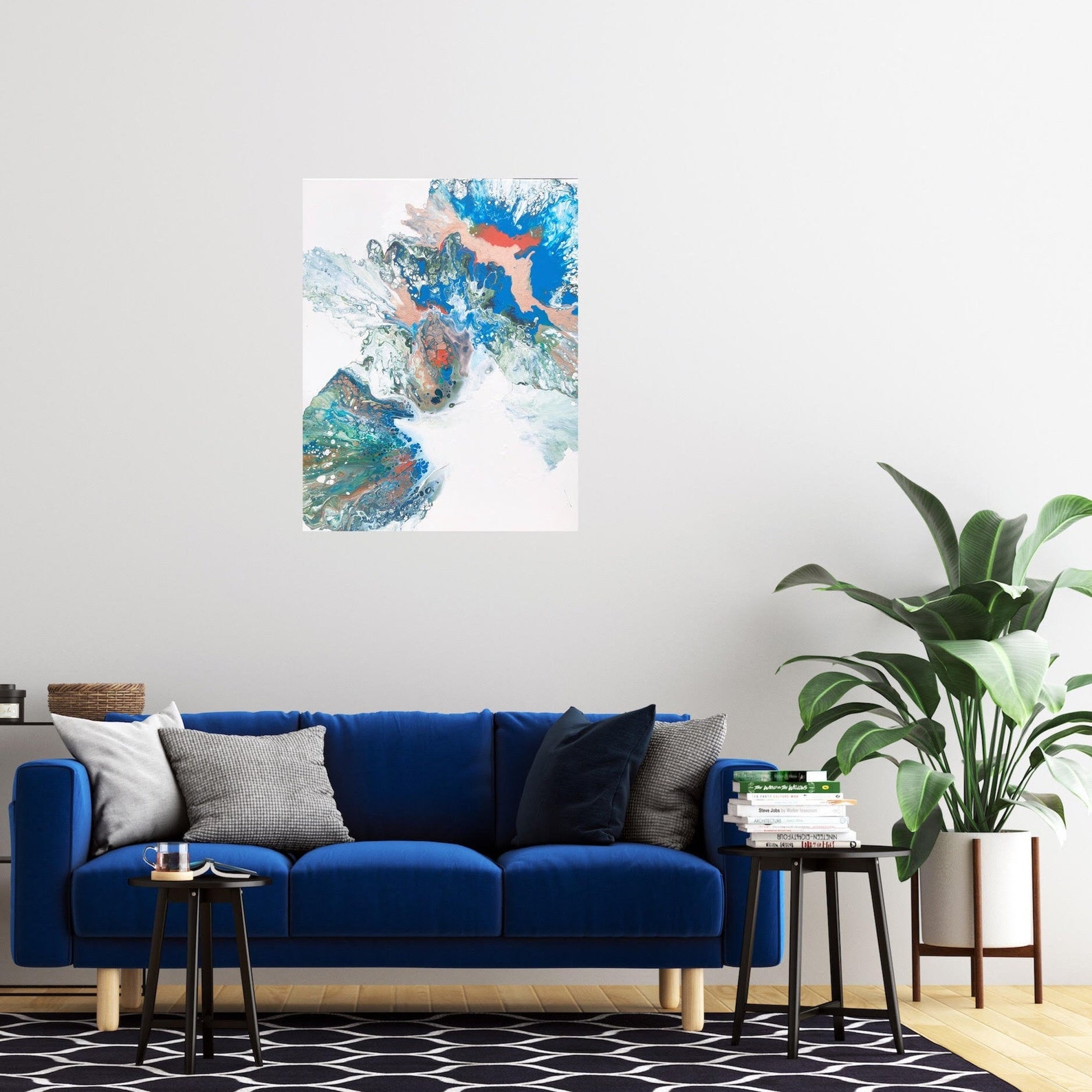 BlueOrange Abstract Wall Art Etsy