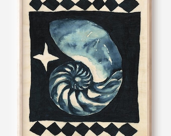 Impresión artística de Nautilus // Pintura de conchas marinas // Arte de conchas // Obra simbólica