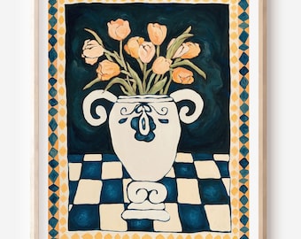 Jarrón de la Fertilidad // Impresión de pintura al óleo // Obra original // Naturaleza muerta imaginaria // Arte popular moderno