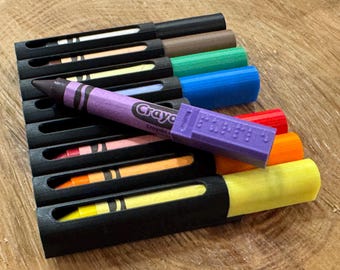 Braille large size crayon caddy with braille caps