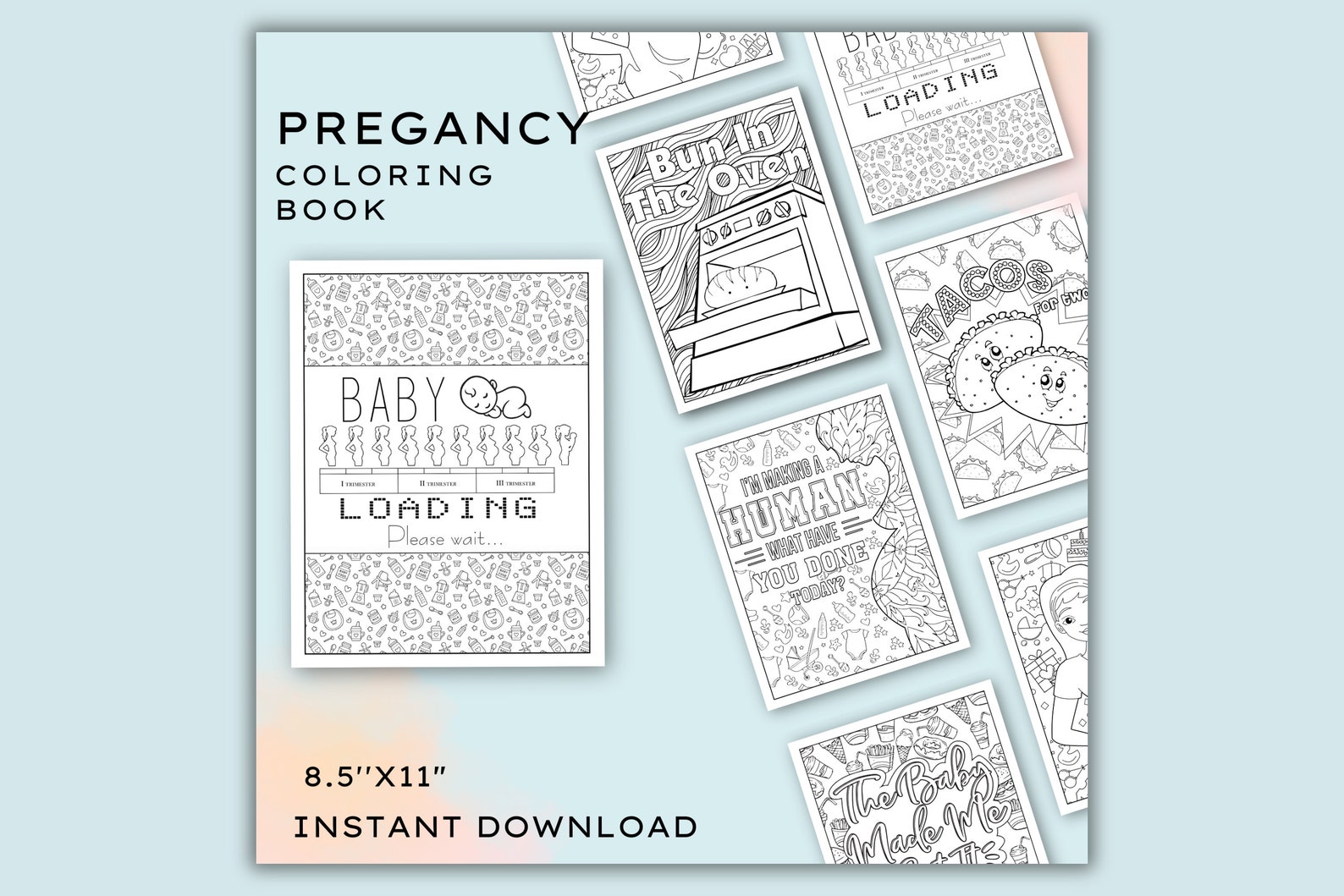 Pregnancy Coloring Pages | PDF Digital Download Printable | Coloring ...