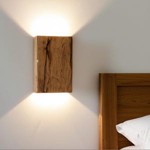 Reclaimed Walnut Wooden LED Sconce Lamp, Wood Wall Sconces , Industrial Decor Lighting , Solid Rustic Wood Lights, Plug in wall sconce
