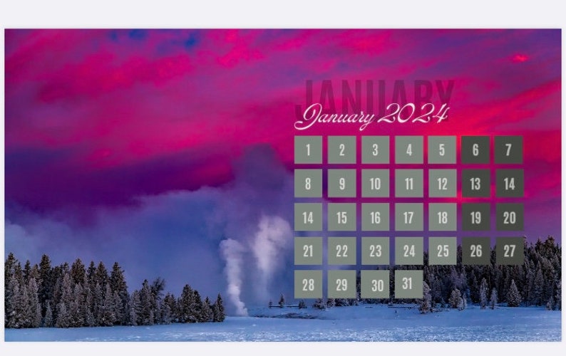January 2024 Calendar Etsy