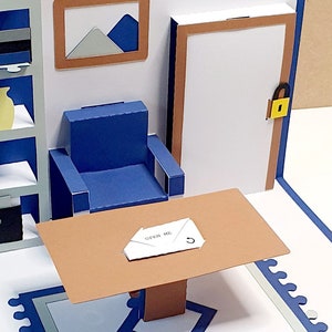 Carte de voeux pop-up Escape Game avec puzzle - Salon