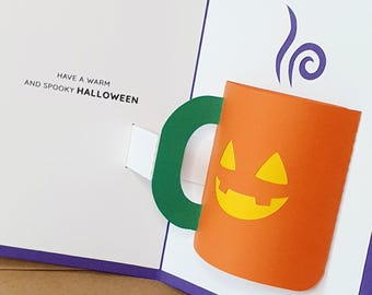 Halloween Jack Pumpkin Mug Pop-Up Card - PACK OF 10 - Animated Greeting Card