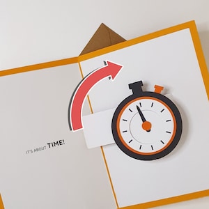 It's About Time Pop-Up Card - CONFEZIONE DA 10 - Cronometro animato - Biglietto di auguri ispirato alla Escape Room