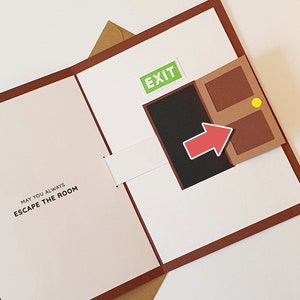 May You Immer Escape The Room Pop-Up Karte - Animierte Escape Room inspirierte Grußkarte