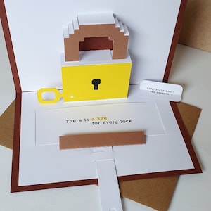 Carte pop-up Escape Game Une clé pour chaque cadenas - LOT DE 10 - Carte de voeux interactive