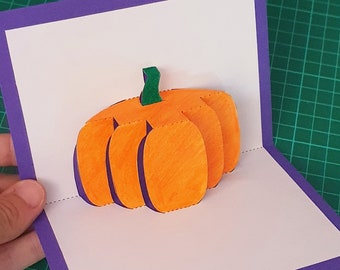 Pumpkin Printable Pop-Up Card Design - DIY Kirigami Template as Digital Download