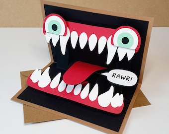 Bloody Mimic Monster Pop-Up Card - Animated Gaming Inspired Greeting Card