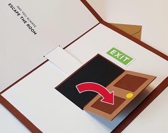 Escape Room Pop-Up Card - PACK OF 10 - Animated Door Greeting Card