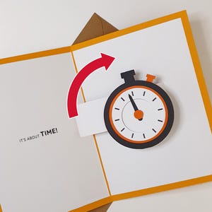 It's About Time Pop-Up Card - PACK OF 10 - Animated Stopwatch - Escape Room Inspired Greeting Card