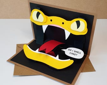 Snake Mimic Monster Pop-Up Card - Animated Gaming Inspired Greeting Card
