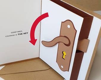 Door Handle Pop-Up Card - Animated Escape Room Inspired Greeting Card