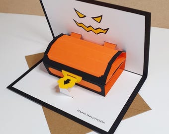 Halloween Treasure Chest Gift Card Holder - Pop-Up Card