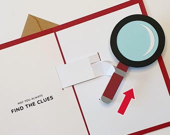 Find The Clues Pop-Up Card - PACK OF 10 - Animated Escape Room Inspired Greeting Card