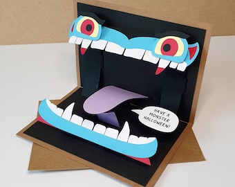 Vampire Mimic Monster Pop-Up Card - Animated Gaming Inspired Greeting Card