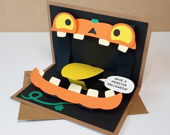 Jack-o'-lantern Pumpkin Mimic Monster Pop-Up Card - Animated Greeting Card For Halloween