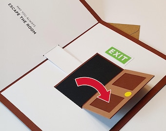 Escape Room Pop-Up Card - Animated Door Greeting Card