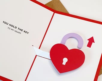 Heart Unlocked Padlock Pop-Up Card – Animated Valentine's Day And Anniversary Greeting Card