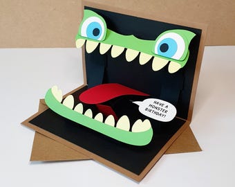 Goofy Mimic Monster Pop-Up Card - Animated Gaming Inspired Greeting Card