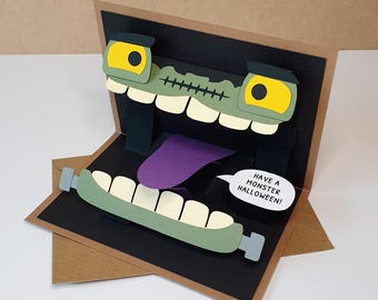 Frankenstein Mimic Monster Pop-Up Card - Animated Gaming Inspired Greeting Card