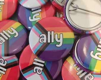 Bulk ally pin badges. LGBTQ+ Ally pins 25mm/1 inch mini pins