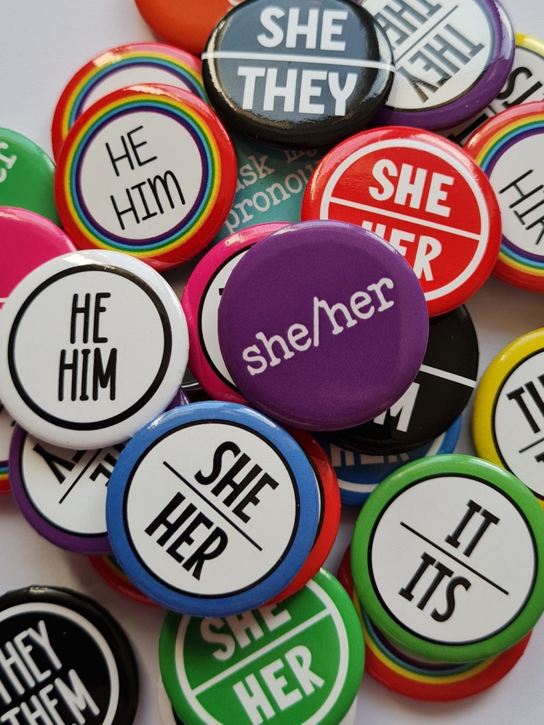 Bulk Pack of Pronoun Pins 1 Inch/25mm Mixed Designs Etsy UK