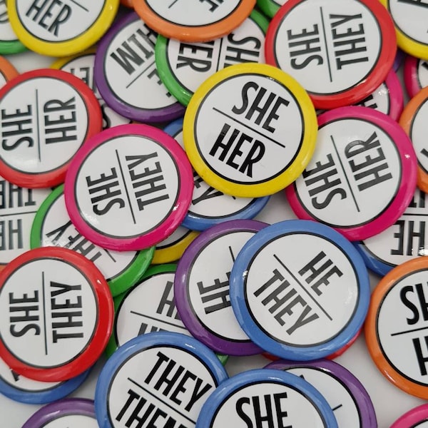 Bulk pack of pronoun pins (1 inch/25mm) - your choice of pronouns