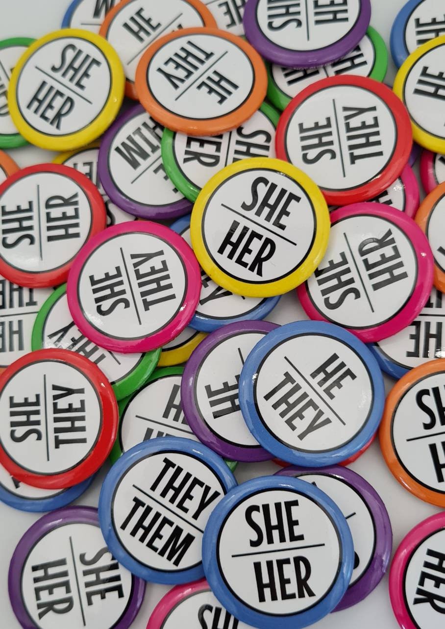 Bulk Pack of Pronoun Pins 1 Inch/25mm Your Choice of Etsy