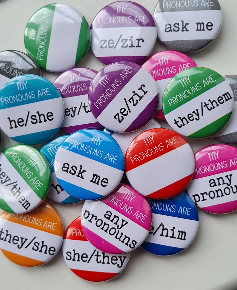 Bulk Pronoun Pin Badges. 1.25inch/31mm Diameter. Fully Etsy