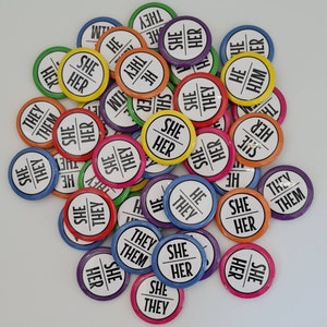 Bulk pack of pronoun pins 1 inch/25mm your choice of pronouns imagem 2