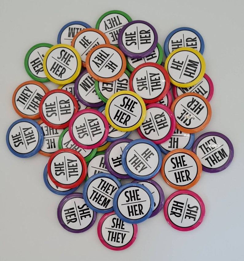 Bulk pack of pronoun pins 1 inch/25mm your choice of pronouns imagem 2