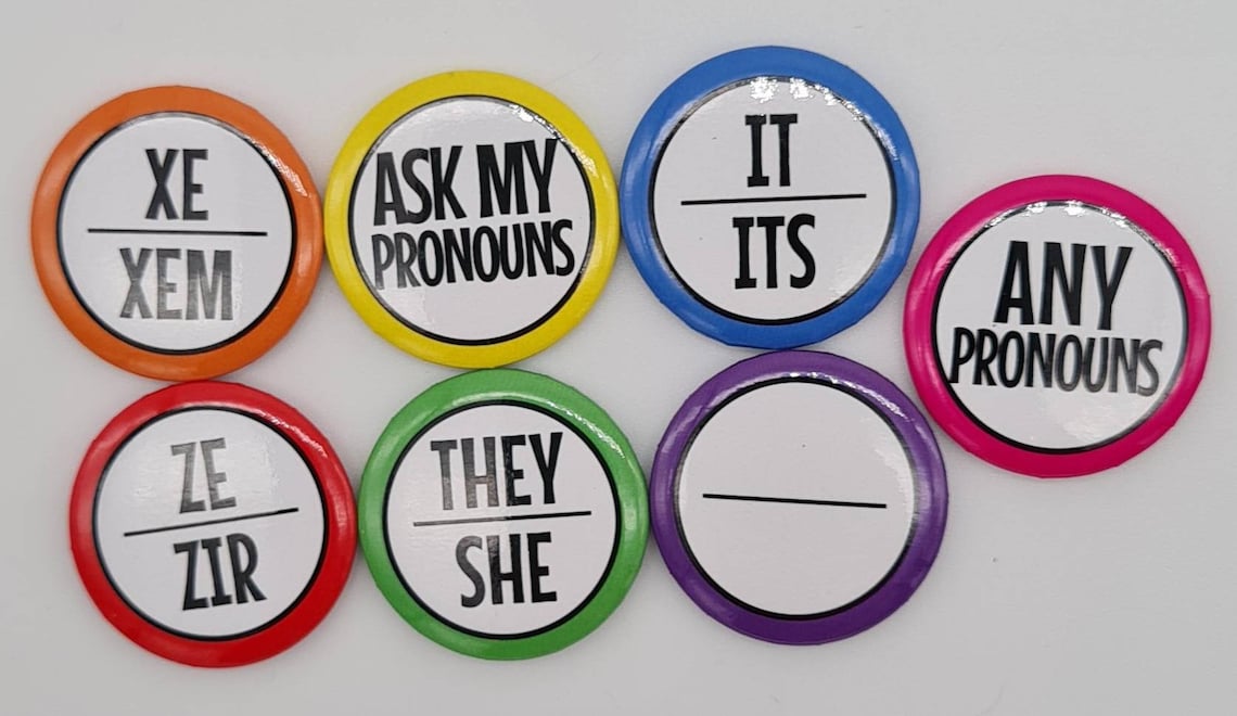 Bulk Pack of Pronoun Pins 1 Inch/25mm Your Choice of Etsy