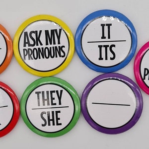 Bulk pack of pronoun pins 1 inch/25mm your choice of pronouns imagem 6